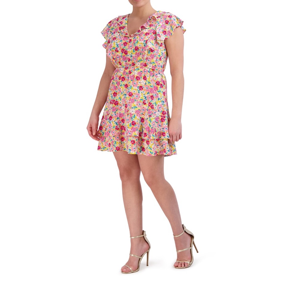 BCBG Paris Women's Ruffle Chiffon Dress Small - Picture 3 of 15